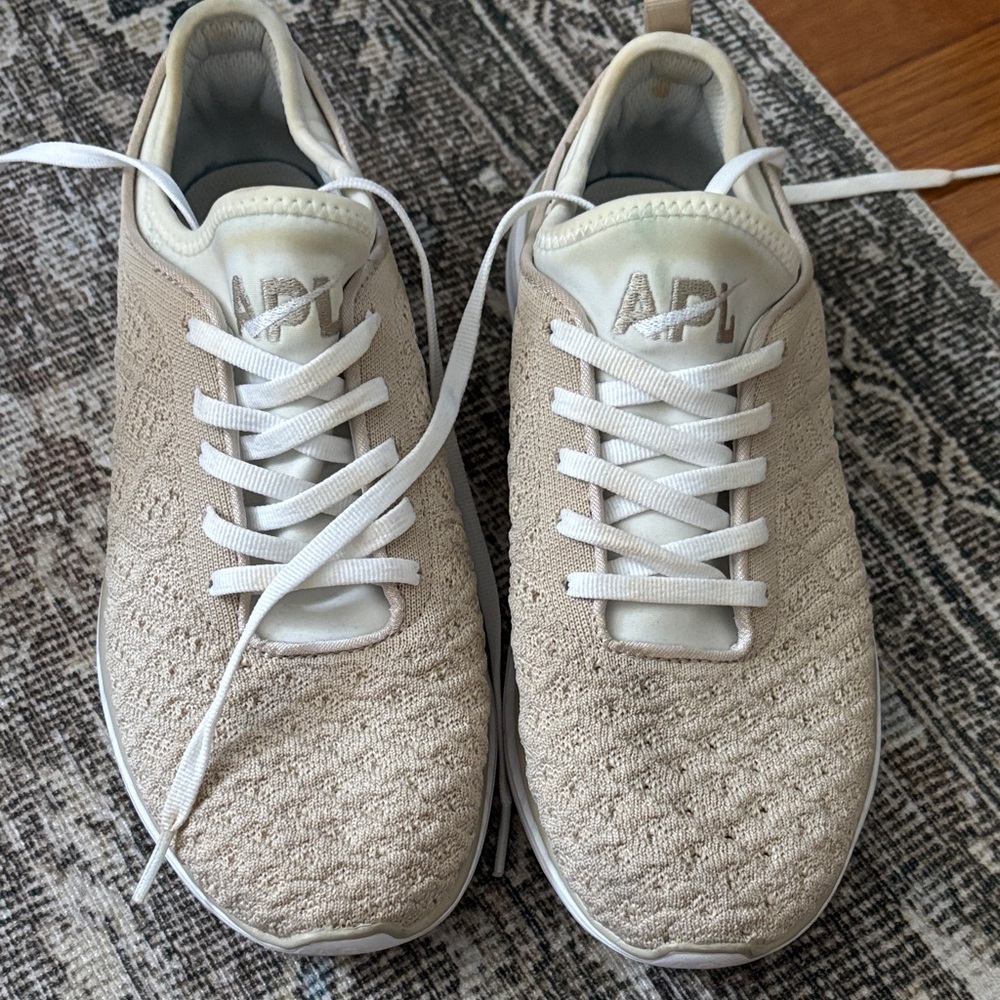 APL womens Beige Knit Sneakers